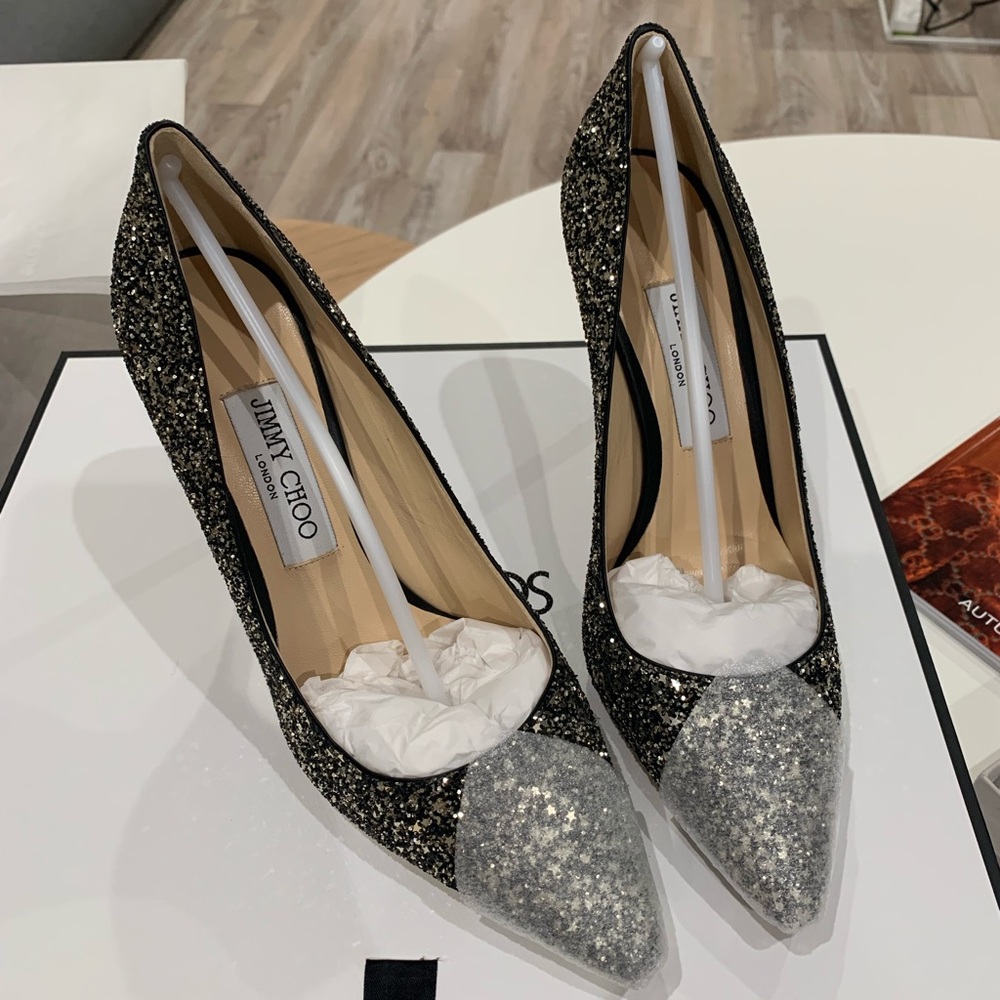 Sold!Jimmy Choo Romy 100 glitter gold mix - Picture 1 of 7